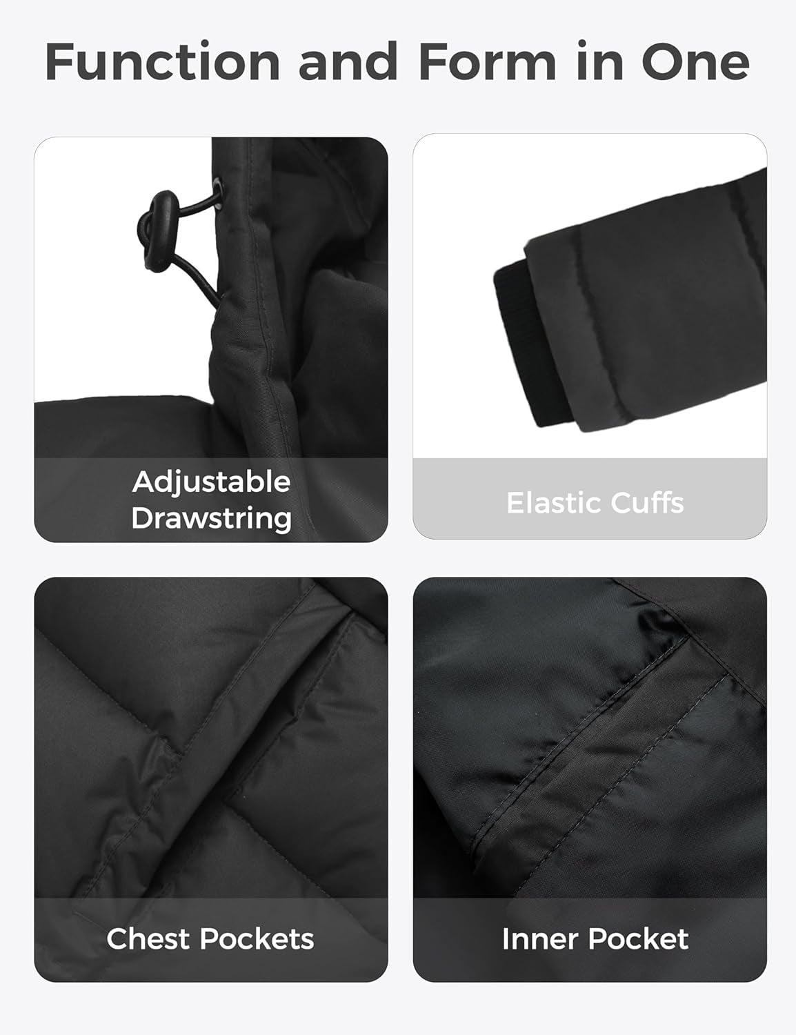 Men'S Thicken Puffer Jacket Padded Waterproof Warm Winter Coat with Hood